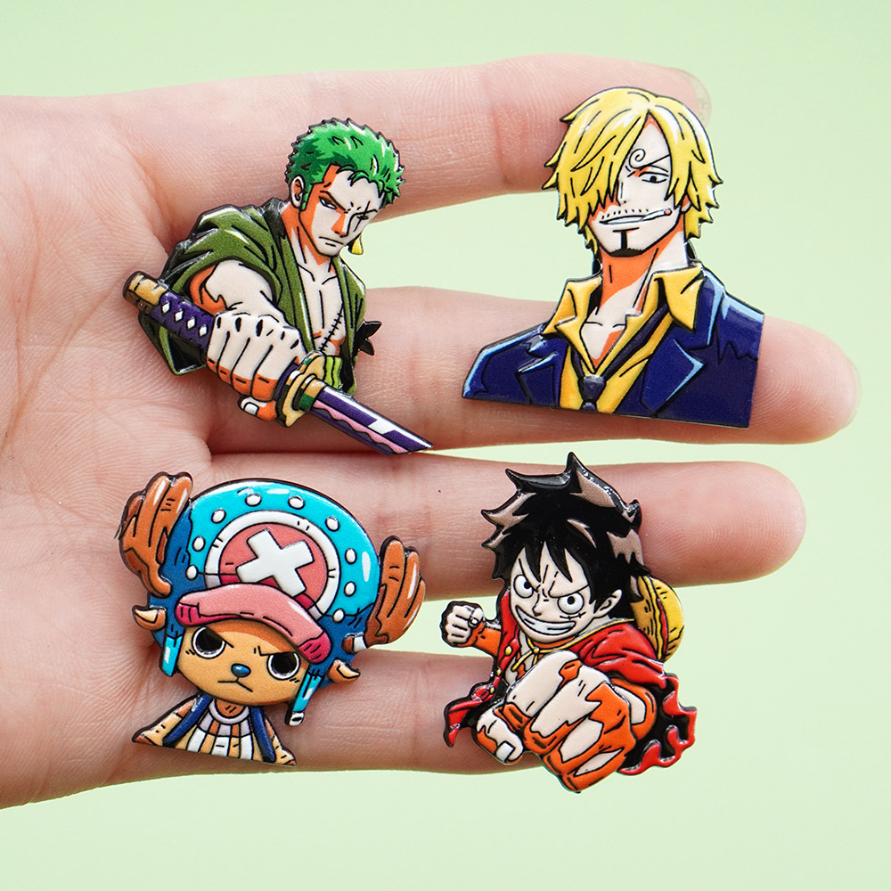 Model Kit One Piece Bandai - 4個セット 漫画ワンピース ルフィ ブローチセット ファッション メンズ