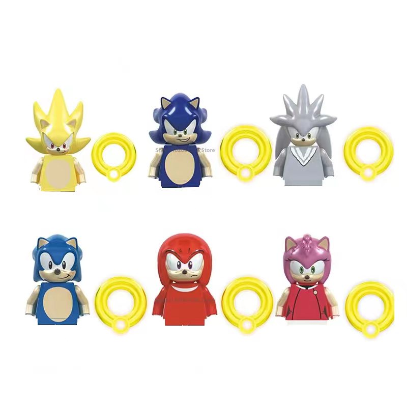 Model Kit Sonic - 6 ピース/セットアニメソニックブリックシャドウシルバーテイルズミニアクションフィギュアビルディングブロック Diy 組み立てモデルおもちゃクリスマスギフト
