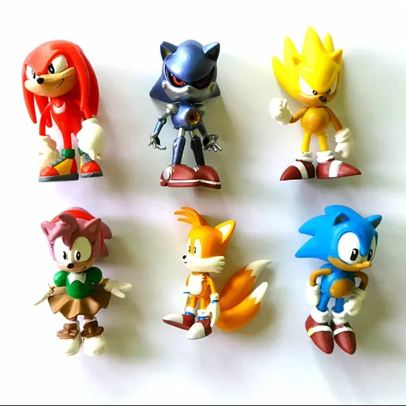 Model Kit Sonic - セットミニかわいい 6 個ソニック PVC キャラクターおもちゃハリネズミシャドウテールフィギュアモデル人形子供動物おもちゃ誕生日ギフト 6-7