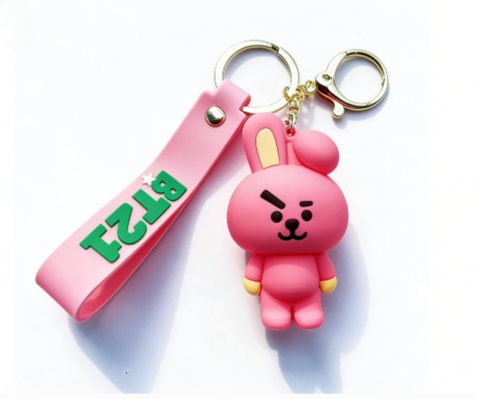Model Kit Car - 新しいBT21コヤRJシューキークッキータタチミーマンキーホルダー、クリエイティブで高品質なアニメ漫画フィギュアモデル、車やバックパック用キーホルダー