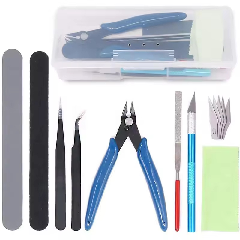 Model Kit Tweezers - 9個/1セット モデル構築ツールキット、ガンプラモデル用のニッパー、ピンセット、ヤスリ、ナイフ、研磨ツールを含む基本組み立てセット