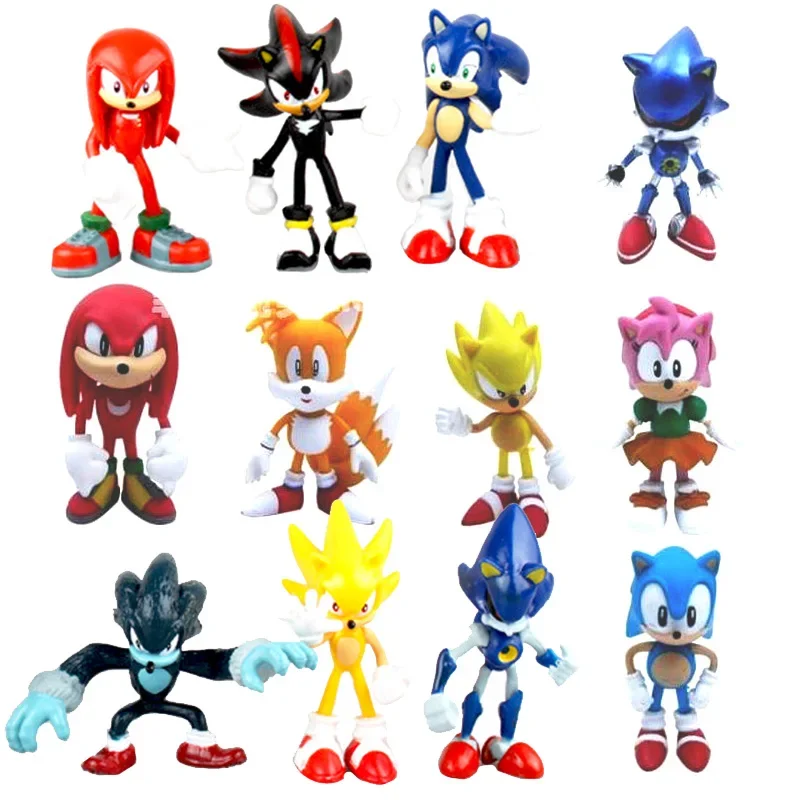 Model Kit Sonic - 6 ピース/セットソニックアクションフィギュアテイルズウェアホッグナックル人形ドクターエグマン漫画フィギュアコレクション人形子供のハリネズミのおもちゃ