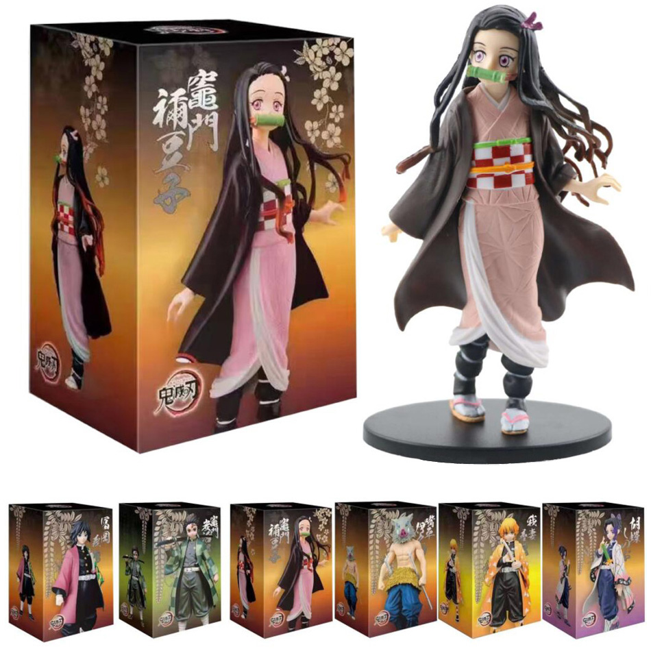 Model Kit Nezuko - 女性のための漫画のフィギュア,PVCのコレクタブルモデルのおもちゃ,ドマド,タンジロウ,ネツ,ゼニツ,キメツノヤイバ,16cm