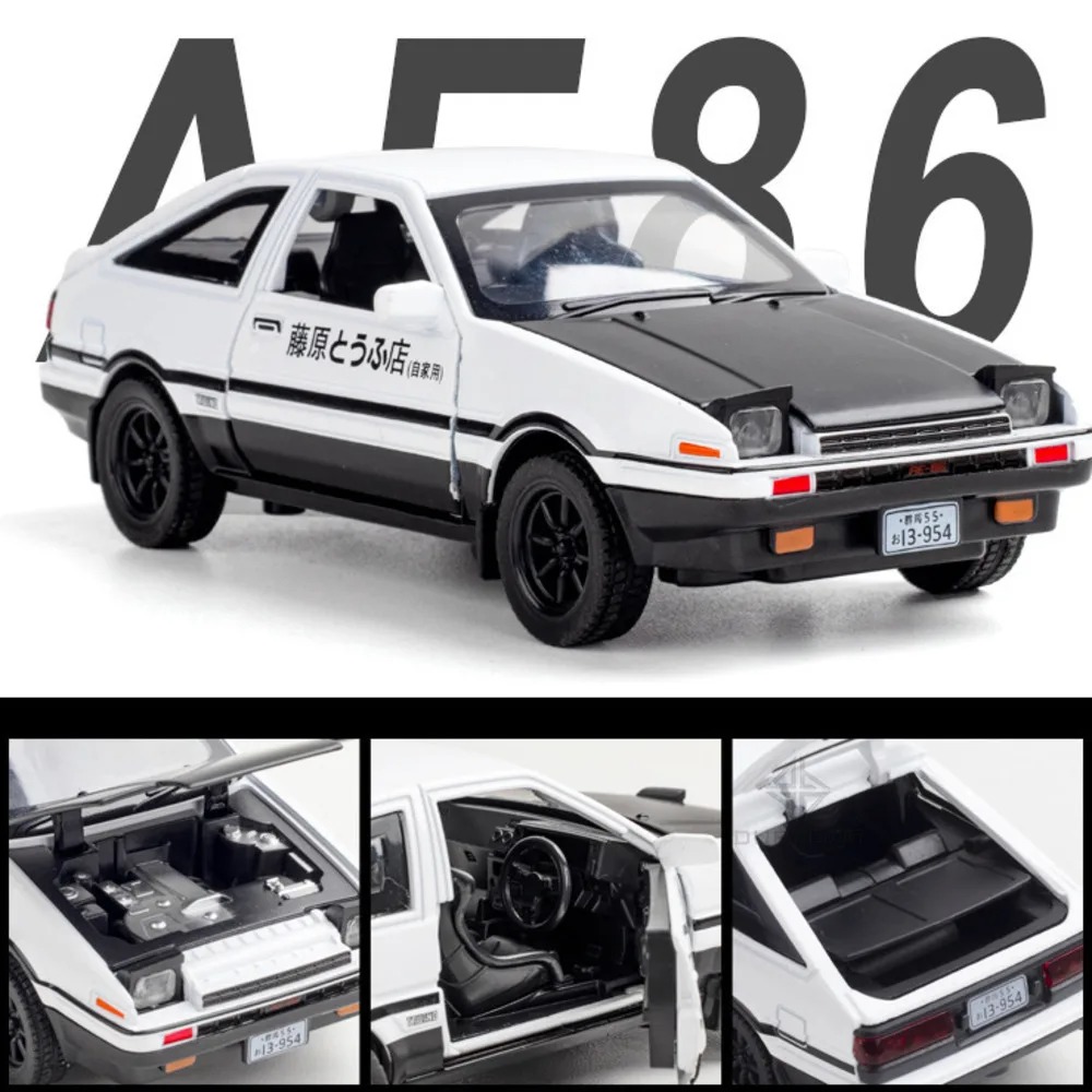 Model Kit Ae86 - ダイキャスト-初期モデルの合金,0,1/32,ライト,音,プル,バックのおもちゃ