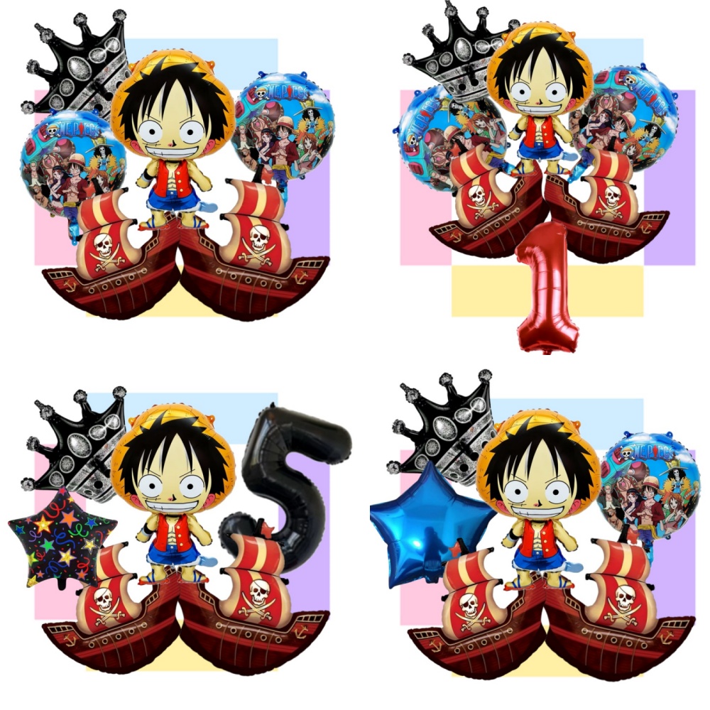 Model Kit One Piece Bandai - ワンピース誕生日バルーンセット ルフィホイルナンバーバルーン 海賊船 ペンタグラムクラウンバルーン 誕生日パーティー用品デコレーション