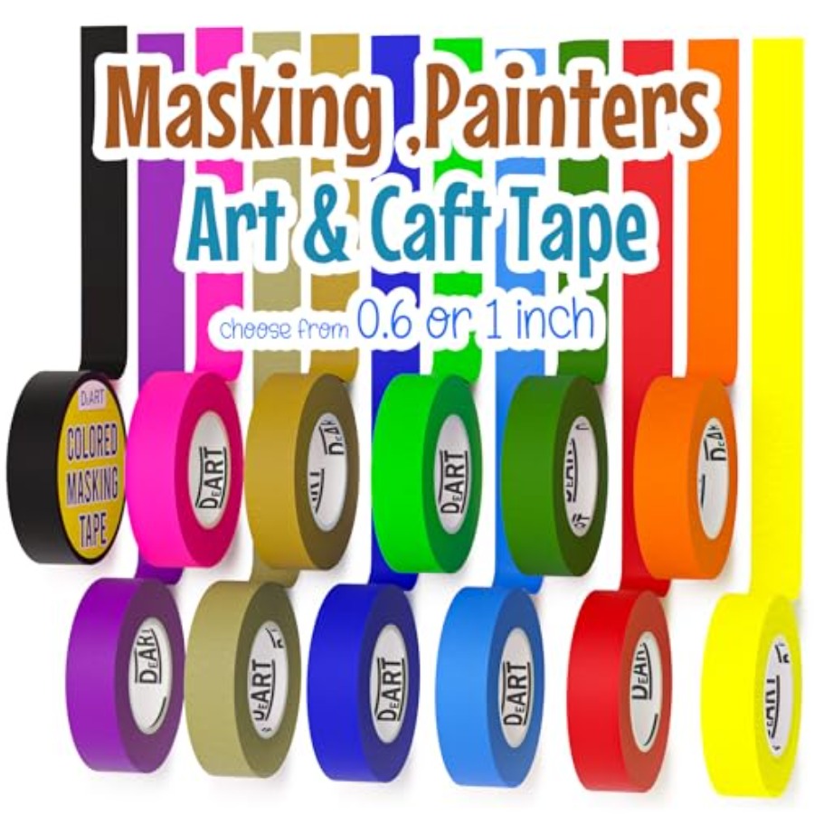 Masking Tape Thin - カラーマスキングテープ ペインターズテープ 2個または8個パック、またはアートクラフト用品、コーディング用ホワイトボード、ドライイレースボードテープ、薄紙テープ