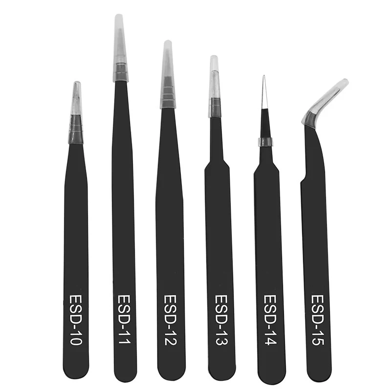 6 個の帯電防止ステンレス鋼ピンセットセット修理修復ツールセ - Model Kit Tweezers のレビューと価格