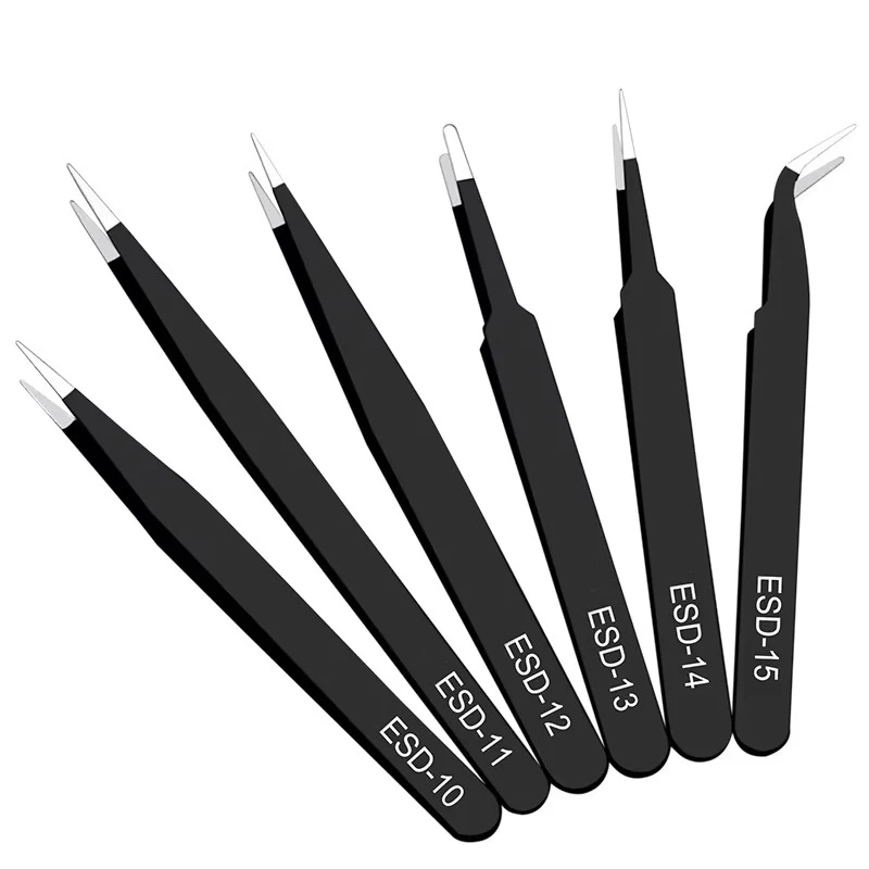 6 個の帯電防止ステンレス鋼ピンセットセット修理修復ツールセ - Model Kit Tweezers のレビューと価格