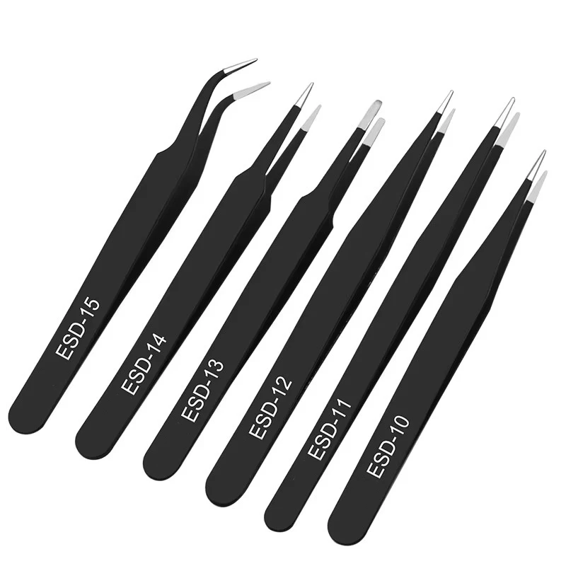 6 個の帯電防止ステンレス鋼ピンセットセット修理修復ツールセ - Model Kit Tweezers のレビューと価格