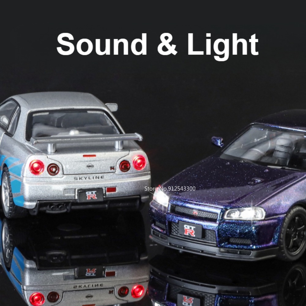 SKYLINE-GTR r34スポーツカーモデルおもちゃ、金 - Model Kit R34 のレビューと価格