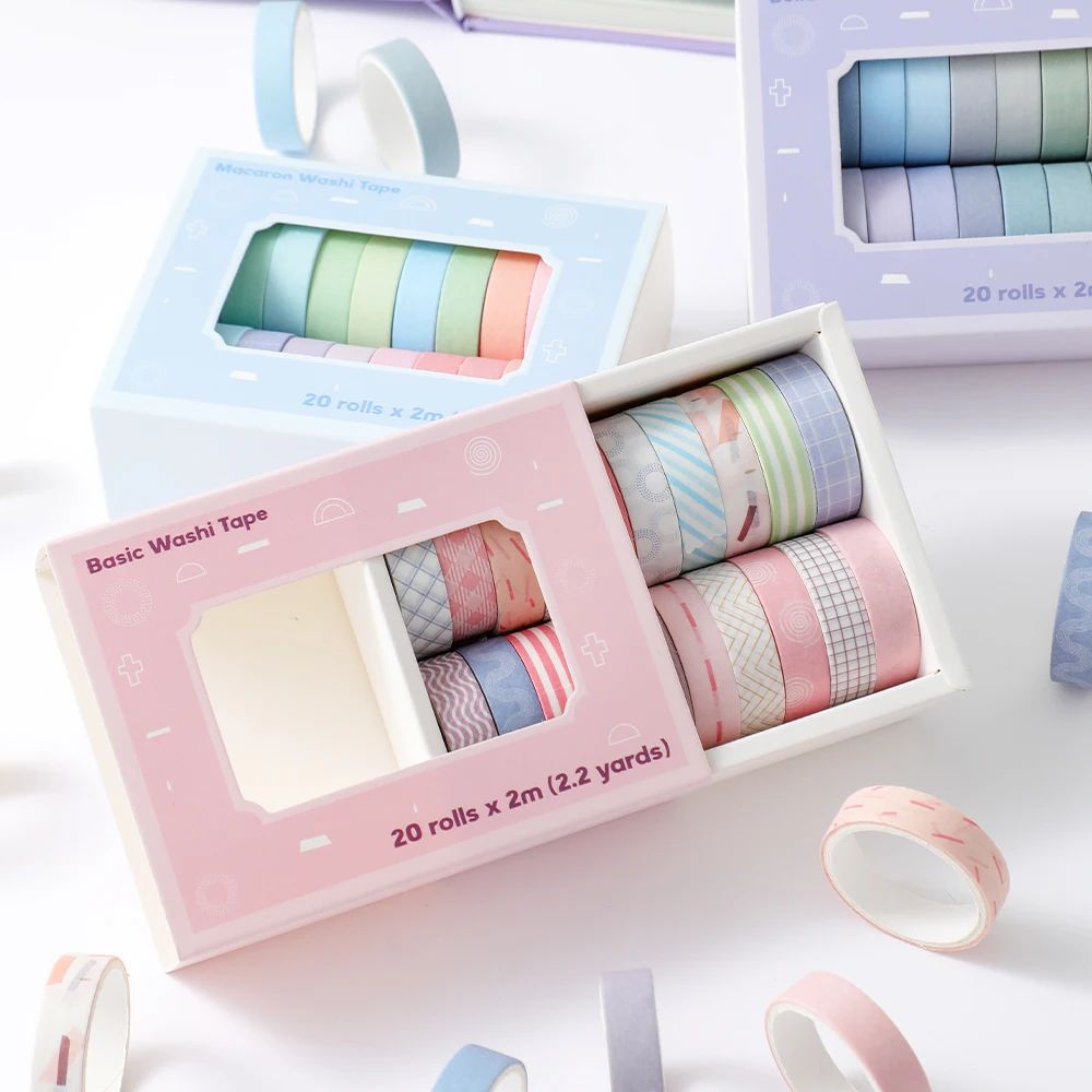 20 ロール カラフルなスリム和紙テープ セット 幅 10  - Masking Tape Thin のレビューと価格