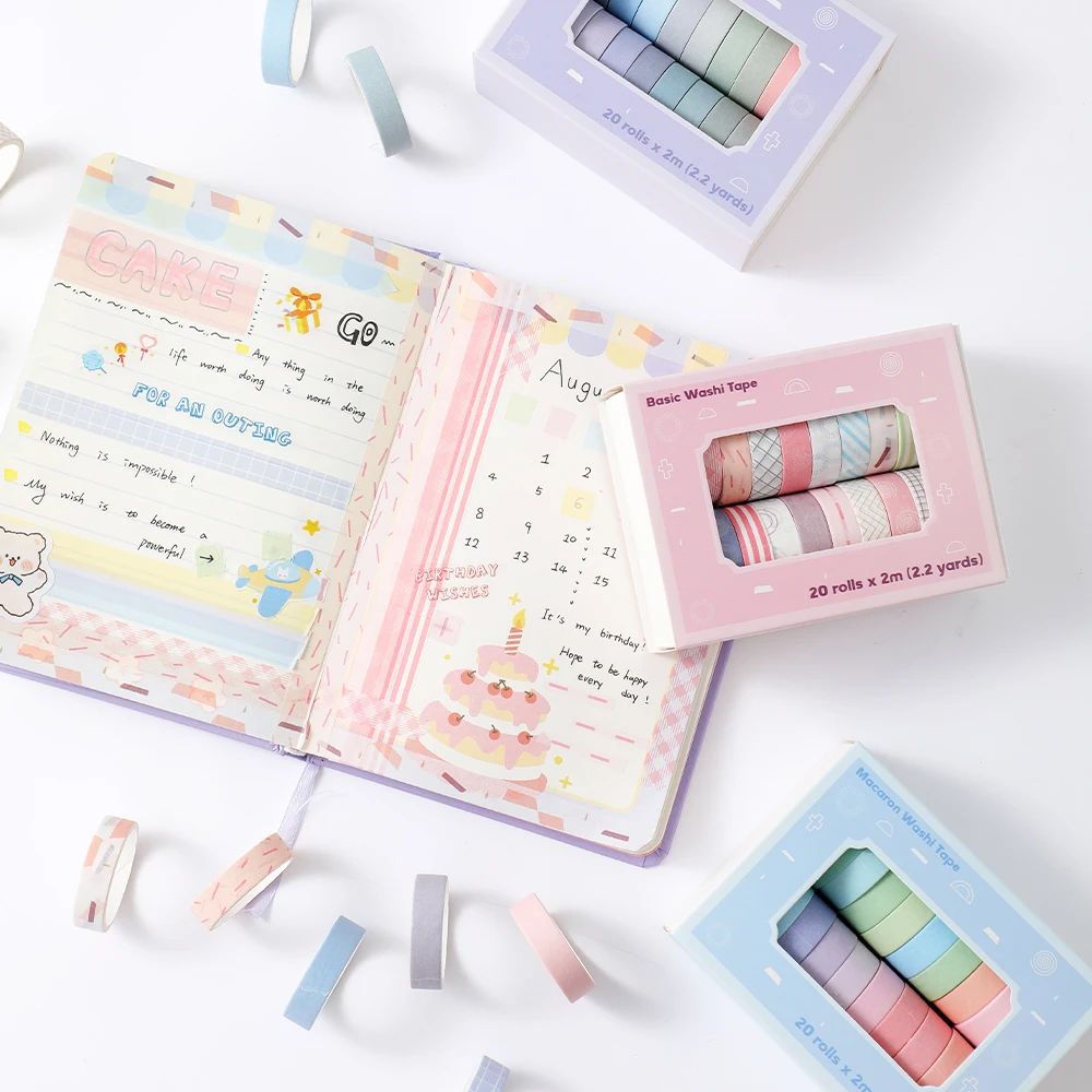 20 ロール カラフルなスリム和紙テープ セット 幅 10  - Masking Tape Thin のレビューと価格